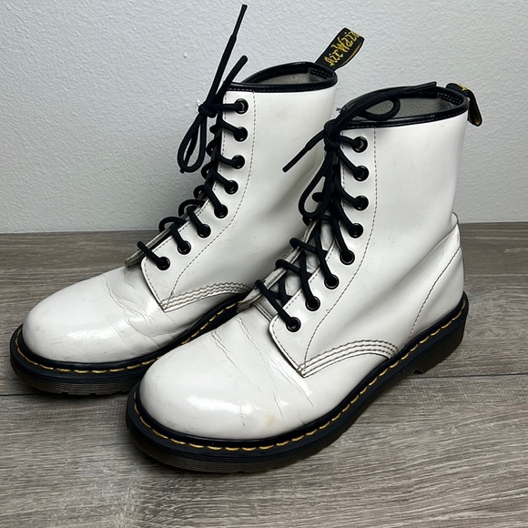 Dr. Martens White Vinyl Boots - Picture 1 of 7